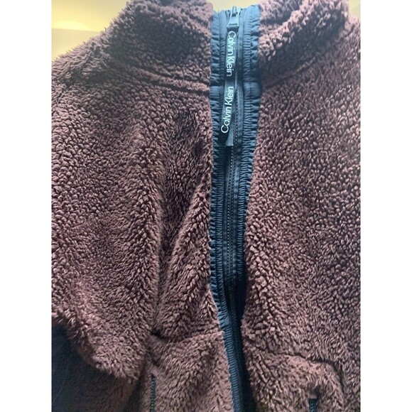 Women’s Calvin Klein Size XL Teddy Fleece Zip Up Performance Jacket Pockets - Picture 6 of 7